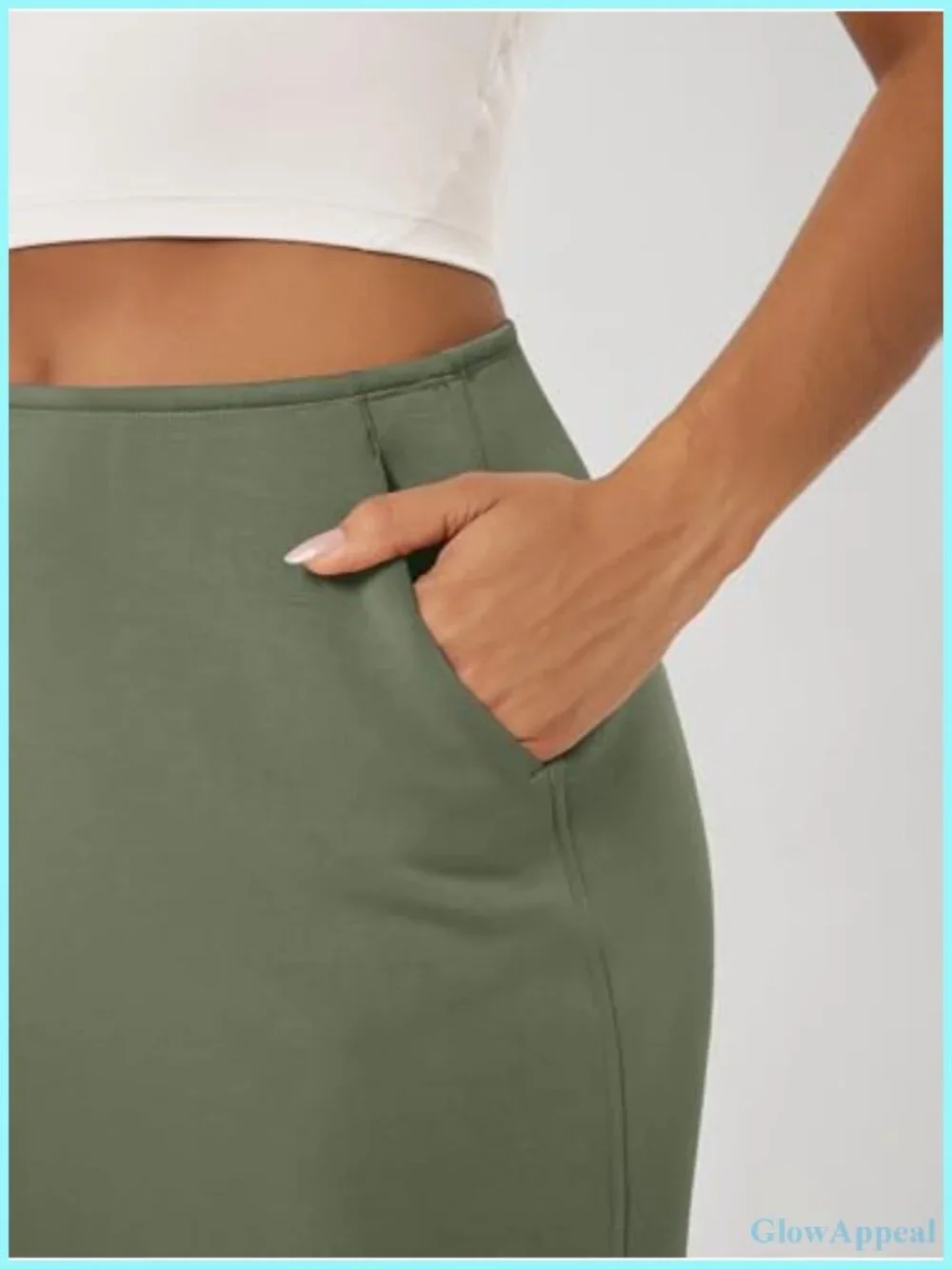 Women's High Waist Midi Pencil Skirt with Slit and Pockets